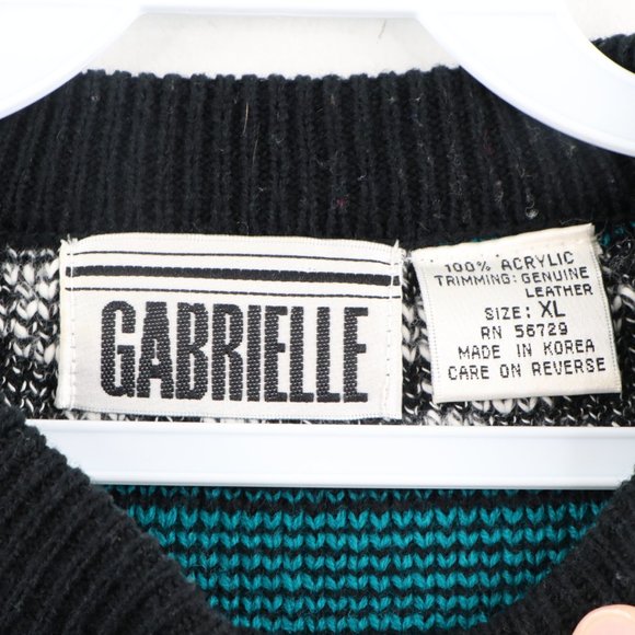 Fresh Prince Geometric Leather Trim Sweater - Picture 4 of 7